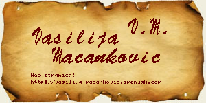 Vasilija Macanković vizit kartica
